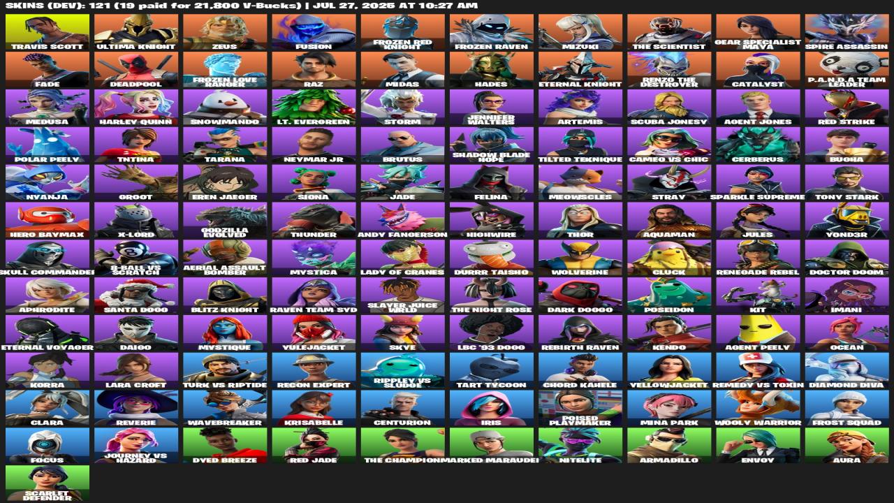 Diverse Fortnite Collection with 121 Unique Skins on PC 🎭🖥