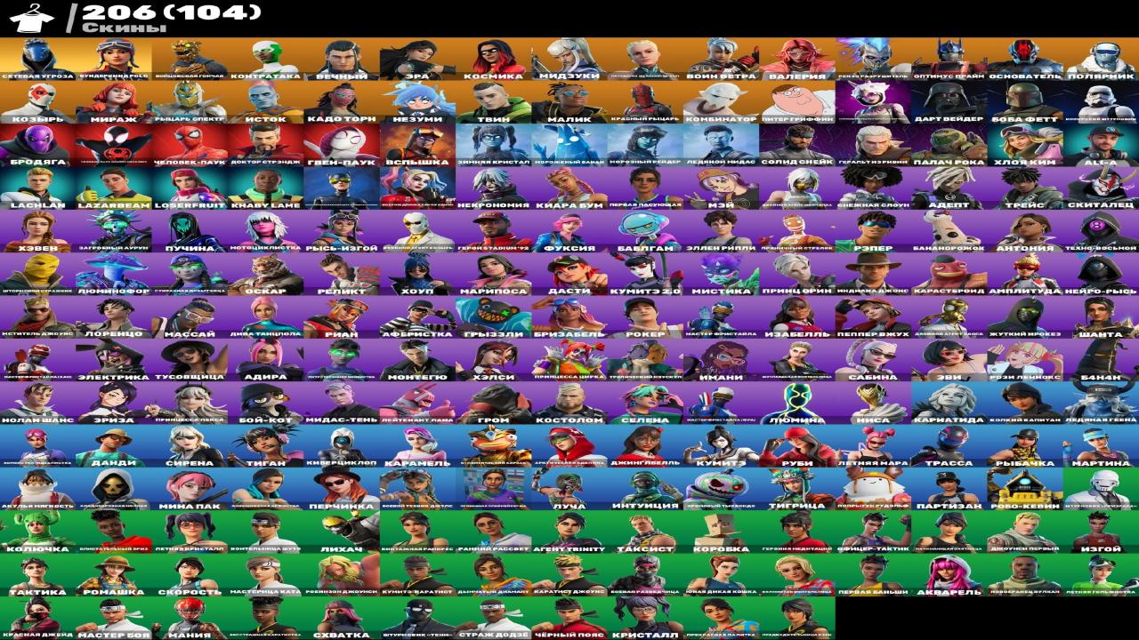 Diverse Fortnite Collection with 206 Unique Skins 🎭🖥