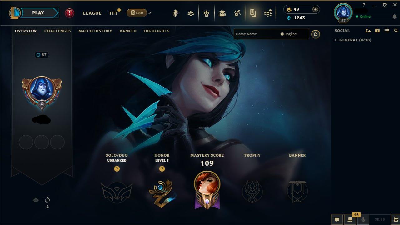 🎮 EU West | Level 87 | 49 Champions | 19 Skins | Unranked 🛡