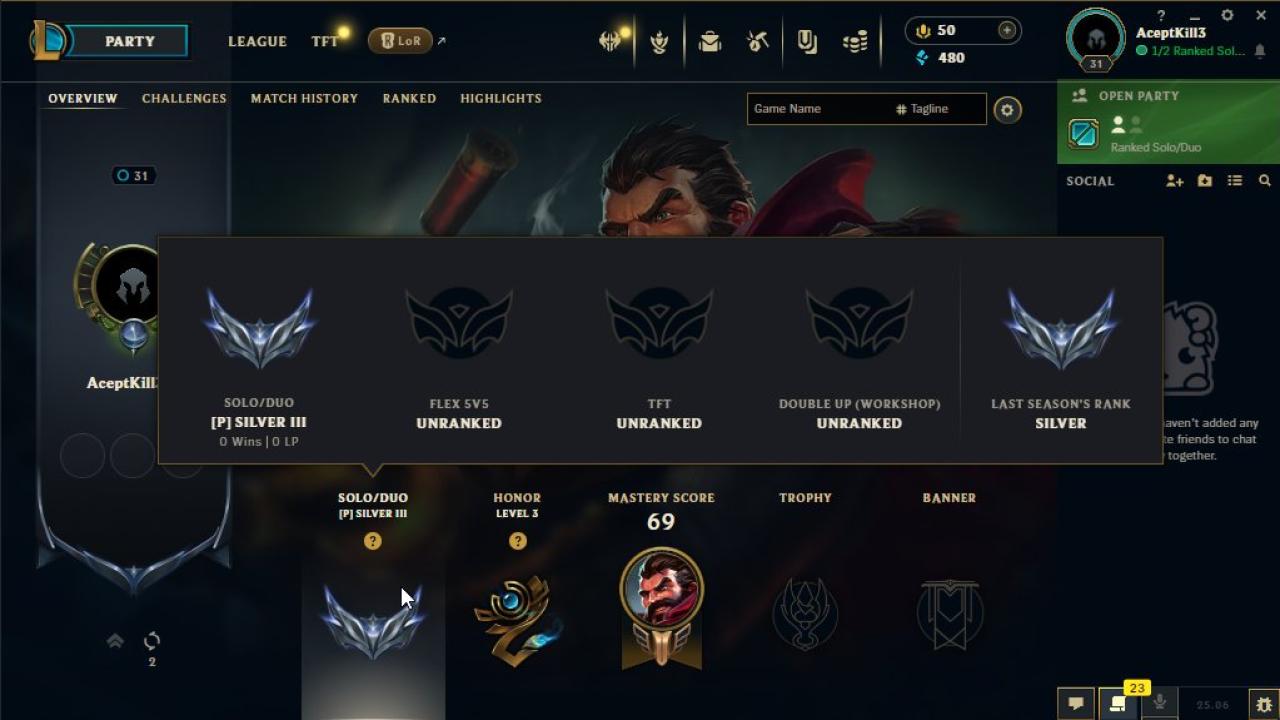 Silver Rank Account with 21 Champions and 5 Skins on EU West
