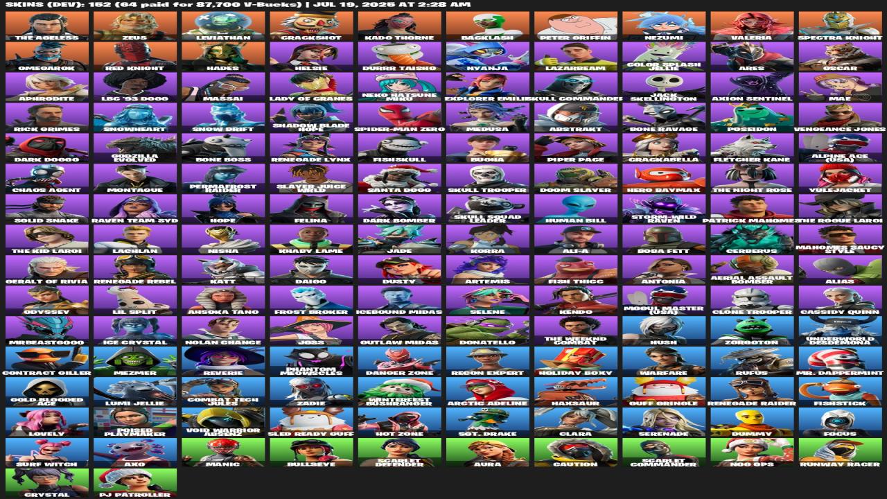 Diverse Fortnite Collection with 154 Unique Skins 🎭🖥