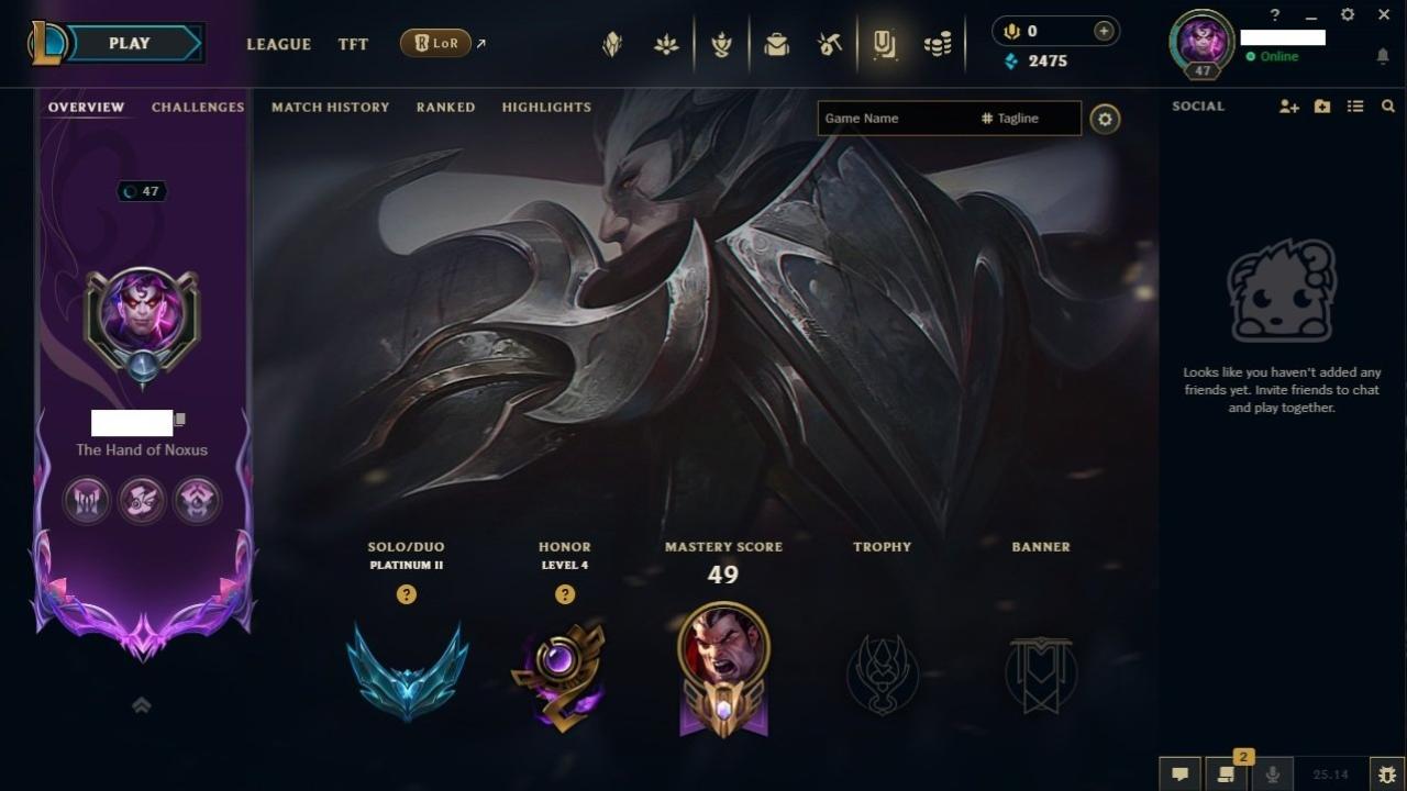 Platinum Level 47 Account with 50 Champions and 11 Skins