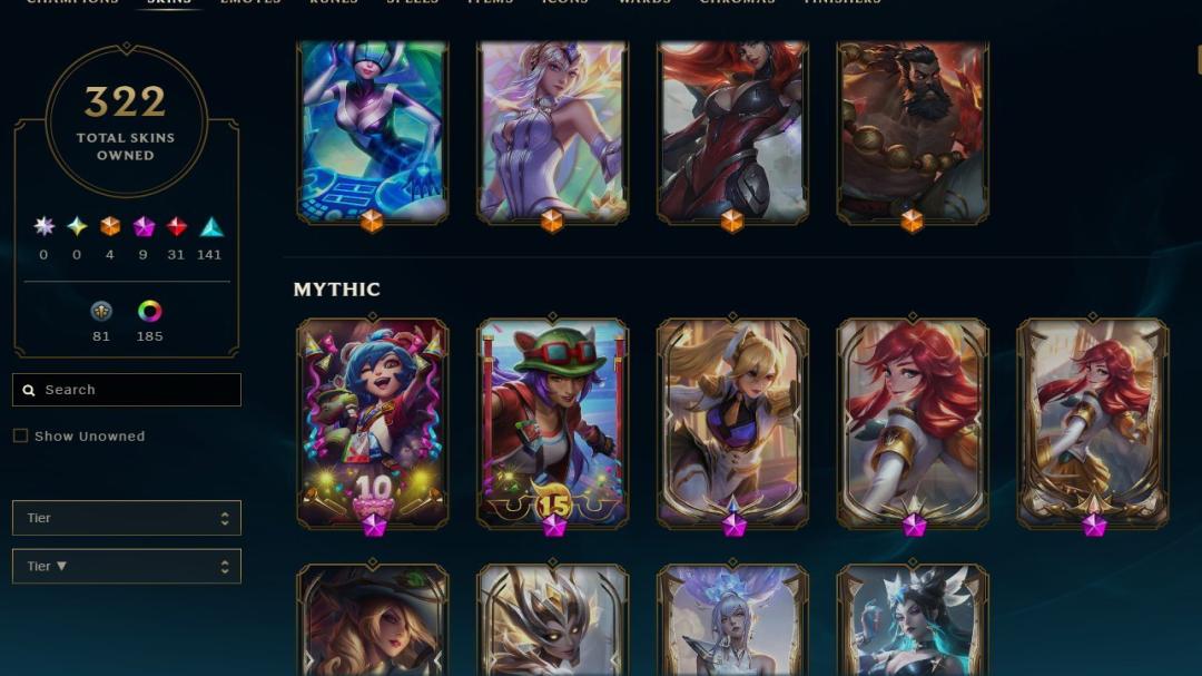 Platinum Account with 168 Champions and 300 Skins on EU West