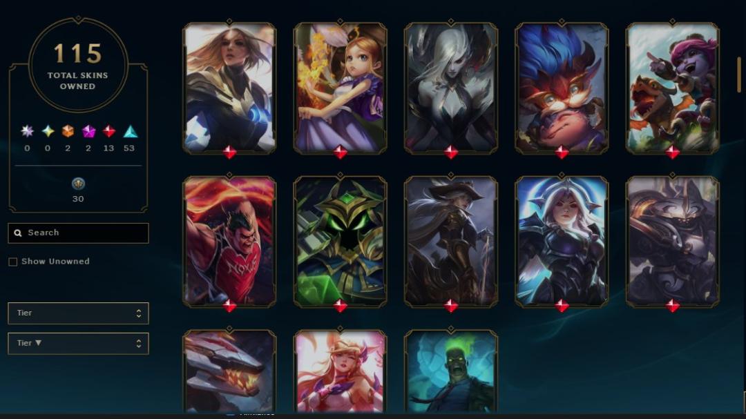 Diverse EU West Account with 127 Champions and 115 Skins