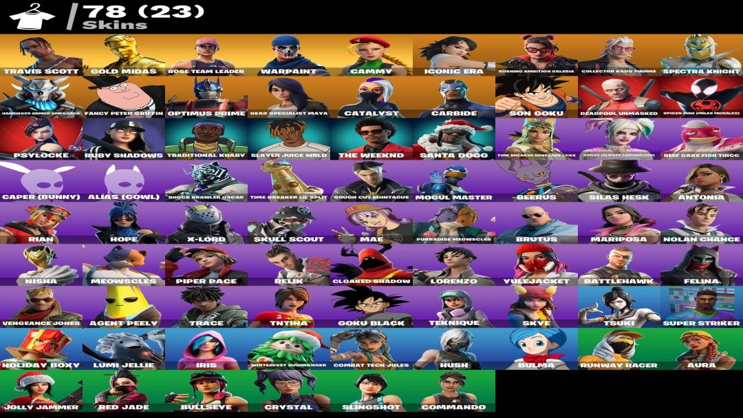 Diverse Collection of 78 Unique Skins for PC Fortnite