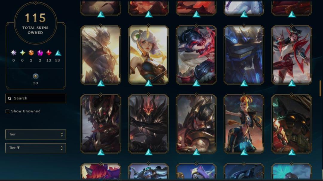 Diverse EU West Account with 127 Champions and 115 Skins