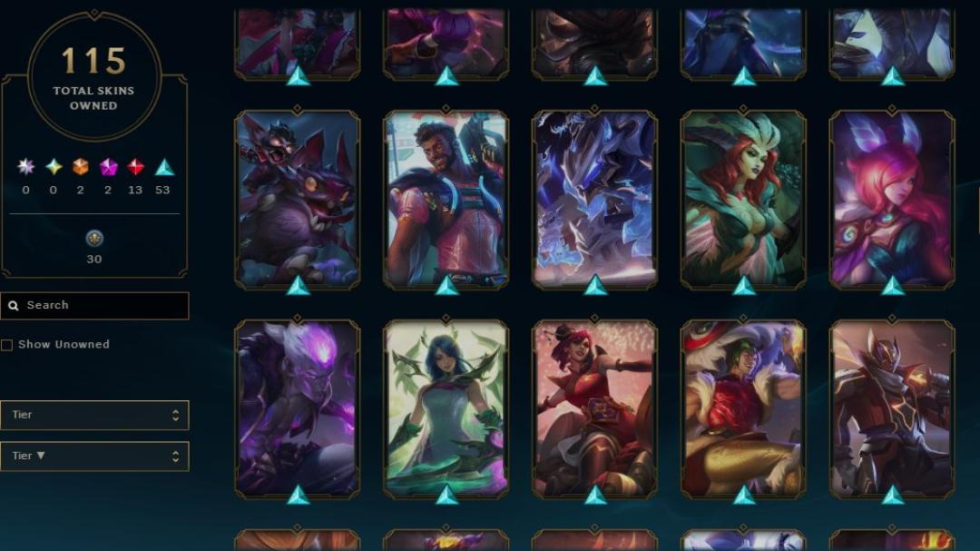 Diverse EU West Account with 127 Champions and 115 Skins