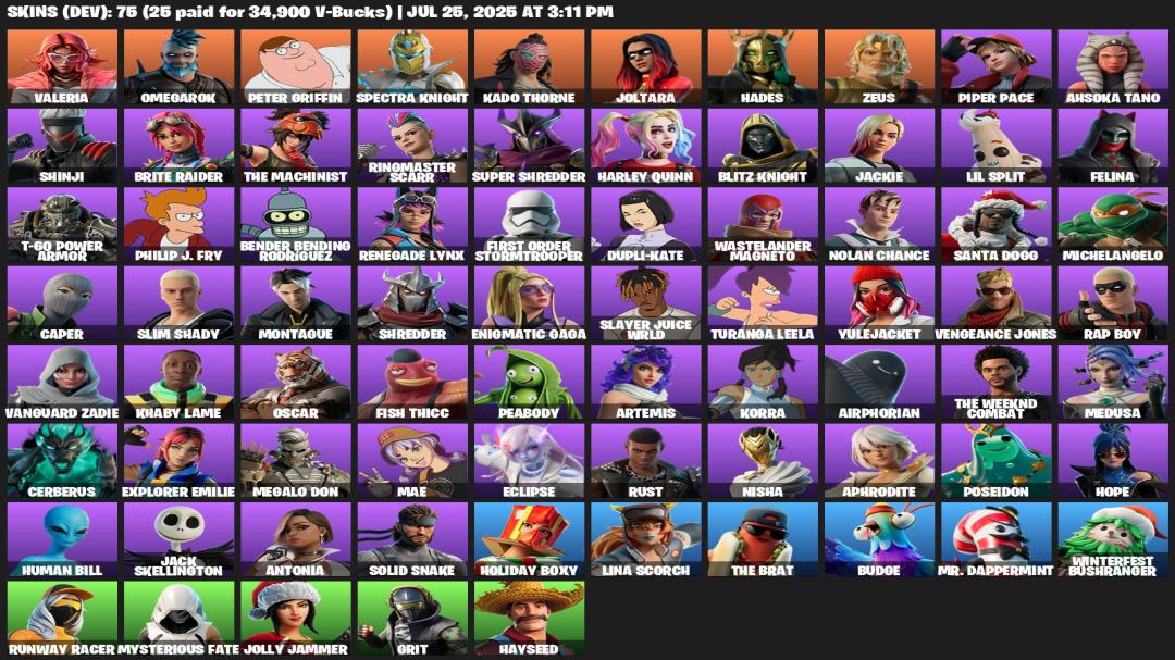 Diverse Fortnite Collection with 75 Skins on PC 🎭🖥