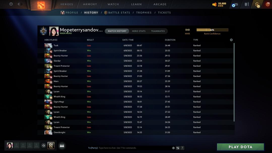 🏅 MMR 840 | 🕒 150h | 🛡 Integrity 10000