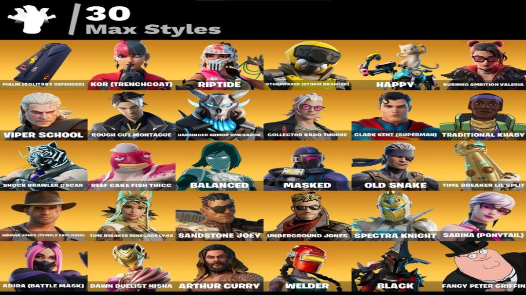 Diverse Fortnite Collection with 89 Unique Skins Ready to Play!