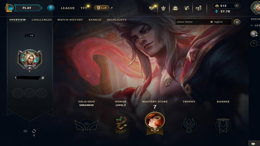 EU West Level 10 Account with 9 Champions and 8 Skins