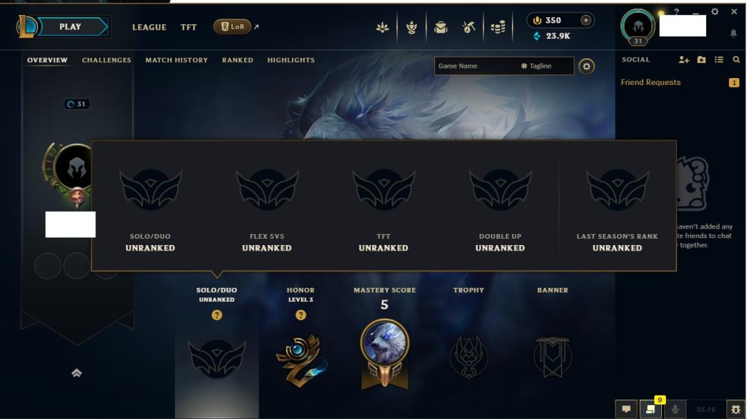 Level 30 Account on EU West with 1 Champion, Unranked Status