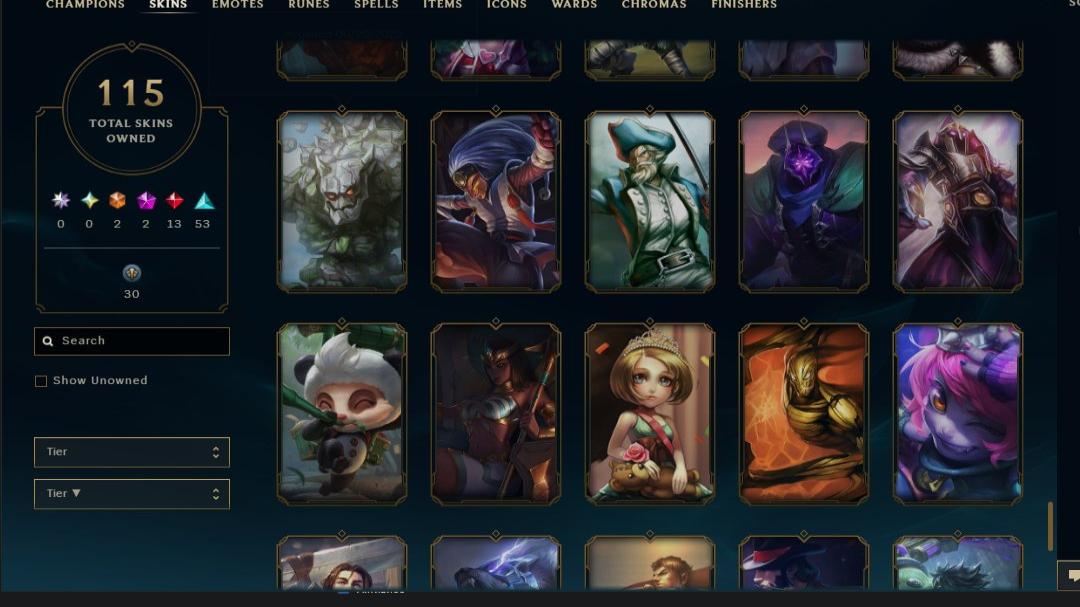 Diverse EU West Account with 127 Champions and 115 Skins