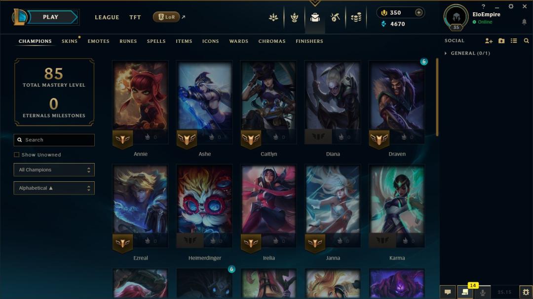 Gold Rank Account on EU West with 32 Champions and Level 35