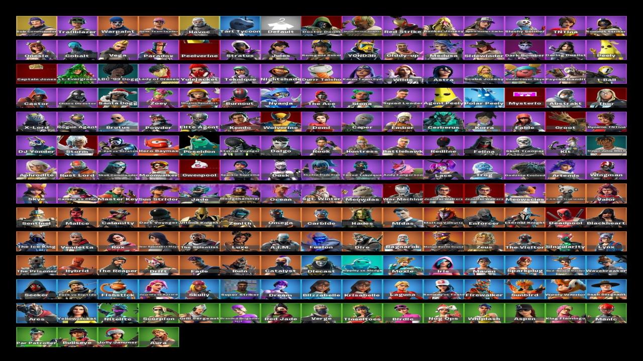 Diverse Fortnite Collection with 199 Unique Skins on PC 🖥🎭