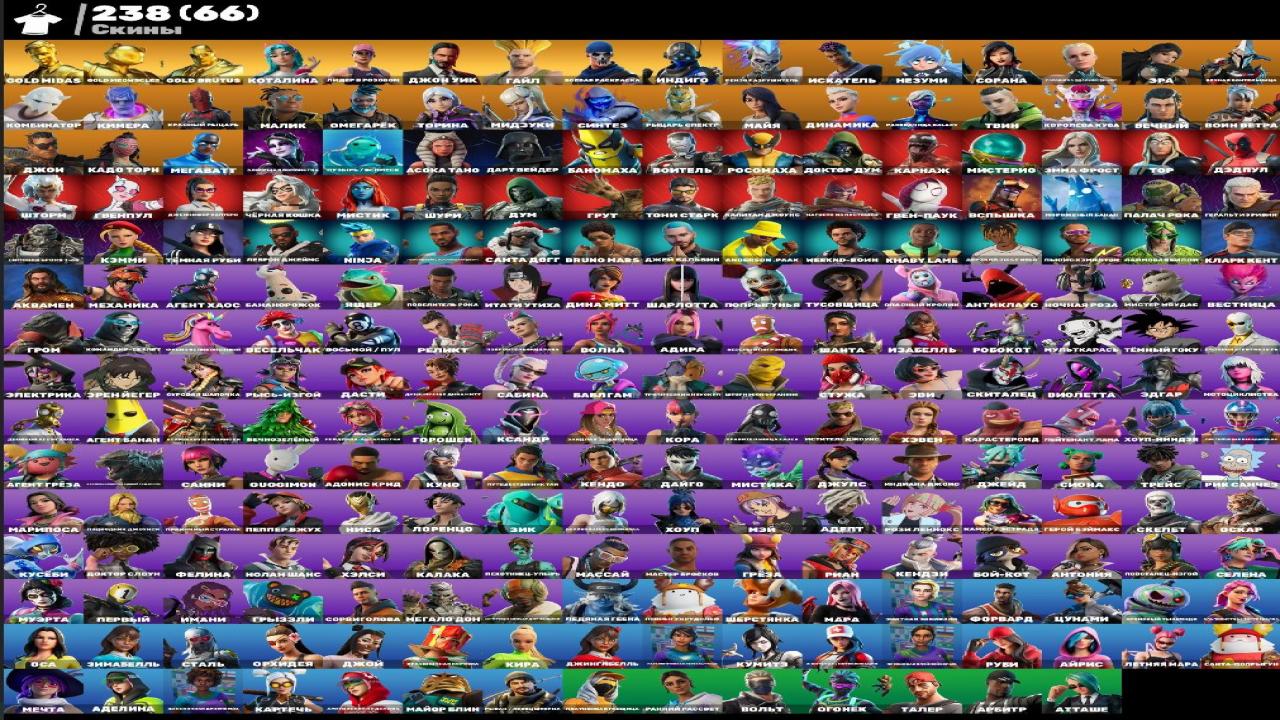 Diverse Fortnite Collection with 238 Unique Skins on PC