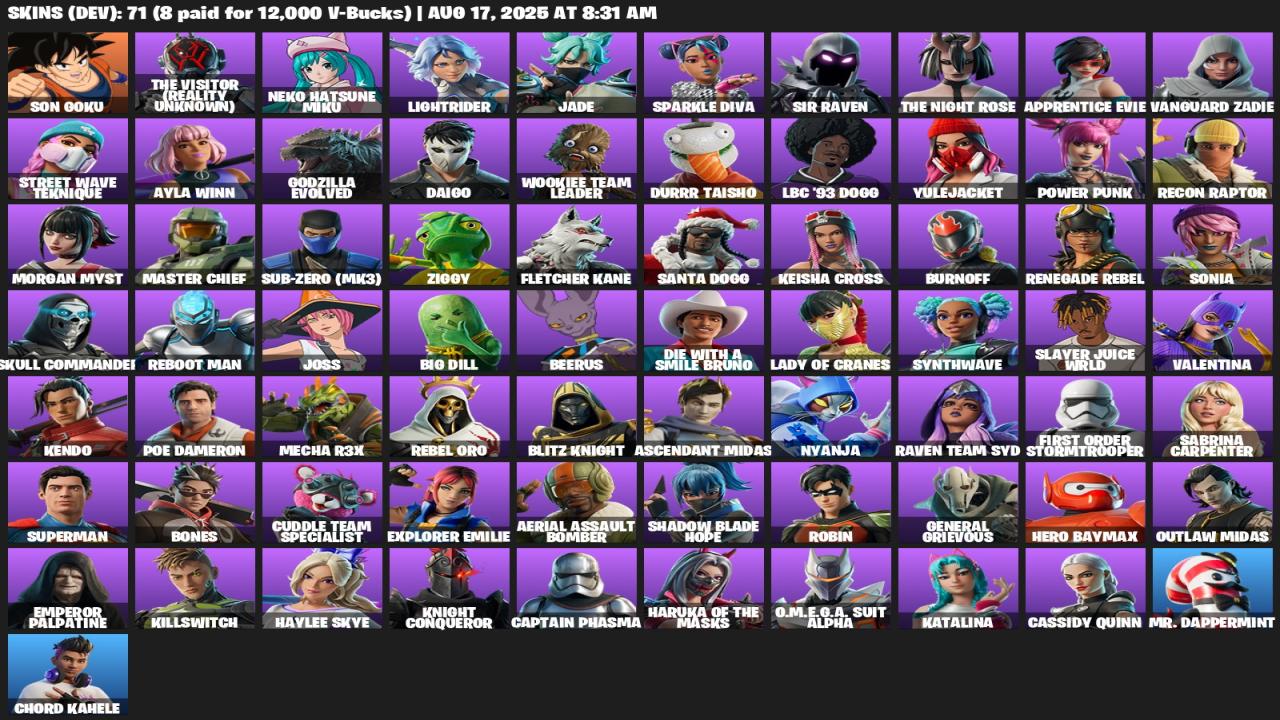 Impressive Fortnite Collection with 71 Unique Skins on PC 🎭🖥