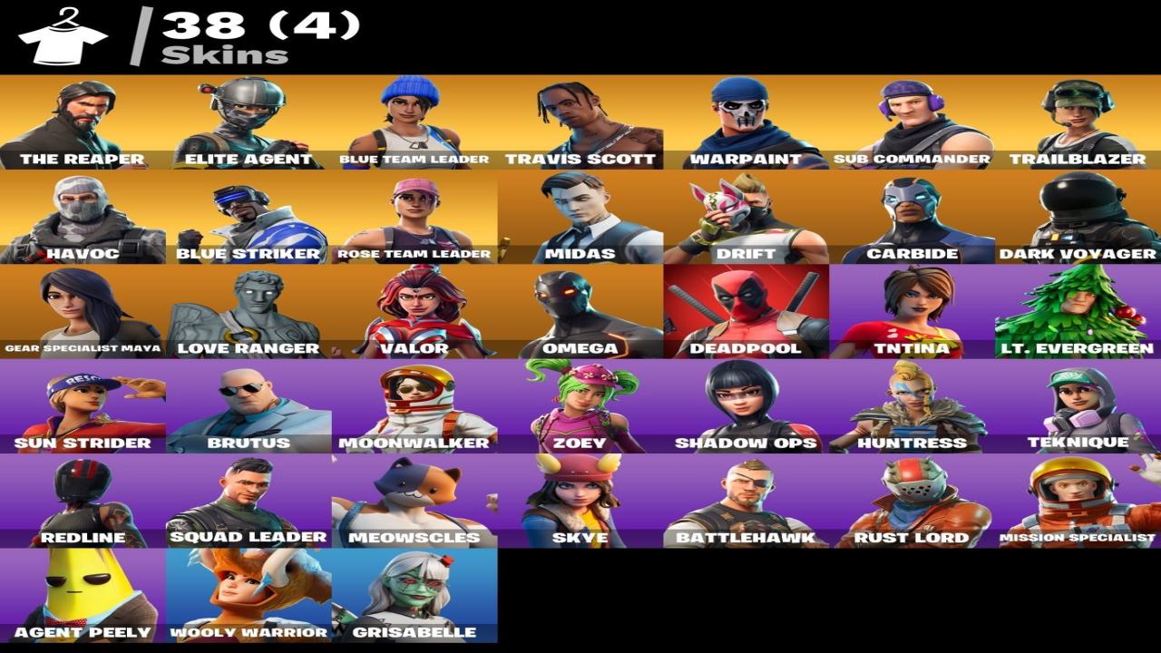 Diverse Collection of 38 Unique Skins for Fortnite (PC)