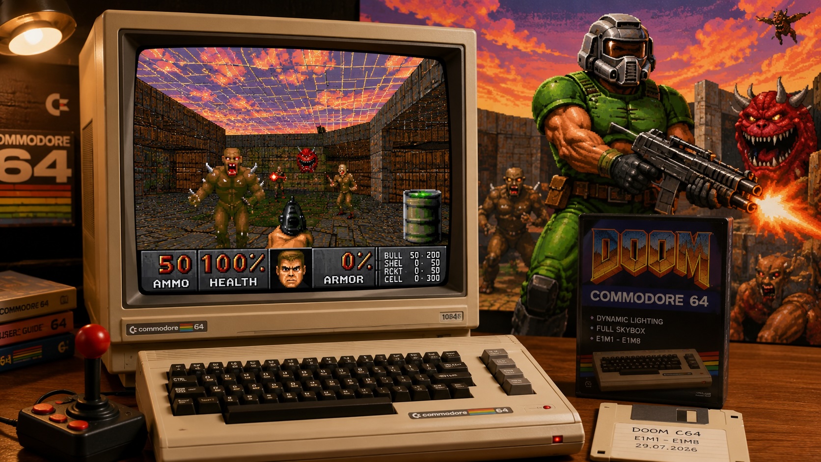 Doom для Commodore 64: динамическое освещение и карты E1M1–E1M8