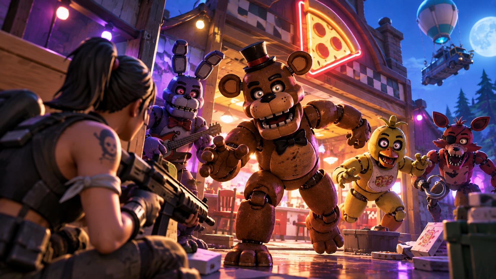 Fortnite получит скины аниматроников и пиццерию FNAF