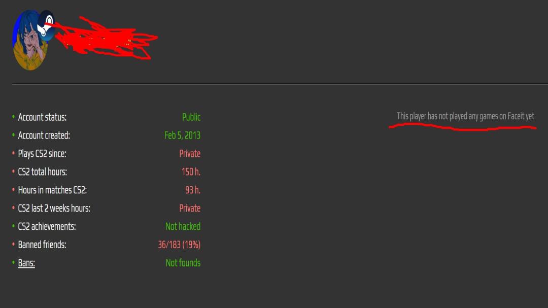 Prime аккаунт с рейтингом 1 и ELO 1 для FACEIT