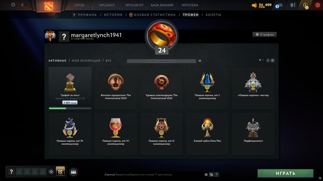 Рейтинг 6896, 191 час в игре, порядочность 12000