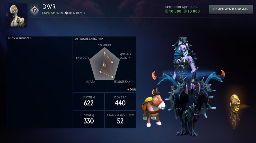Аккаунт Dota 2 с рейтингом 1500 и 874 часами игры