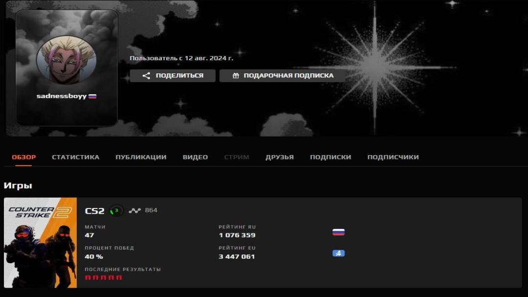 FACEIT аккаунт с ELO 864 и регистрацией