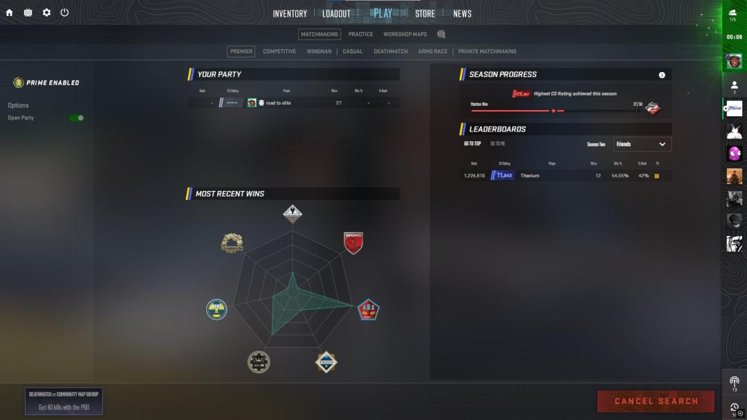 Премиум аккаунт с высоким CS Rating и FACEIT ELO