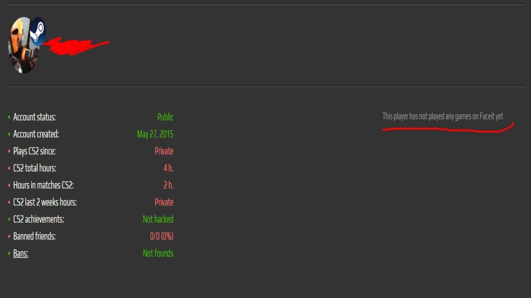 Prime аккаунт с 1 CS Rating и FACEIT ELO 1