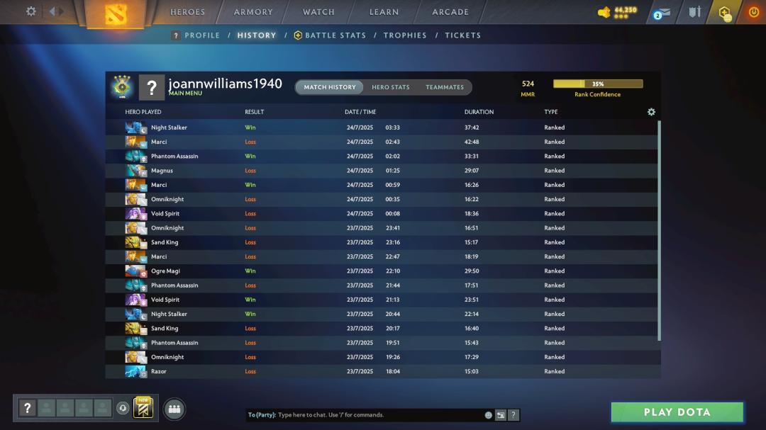 Рейтинговый аккаунт с 505 MMR и 150 часами игры