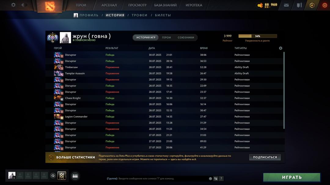 Рейтинг 4000, 202 часа игры, порядочность 7300