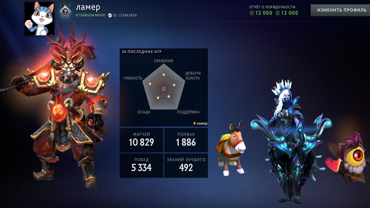 🏅 MMR 4800 | 🕒 10981 часа | 🛡 12000