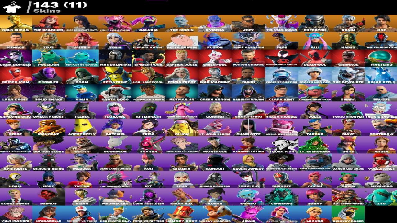 Аккаунт Fortnite: 143 скина, PC, в наличии, 0 осталось до оплаты