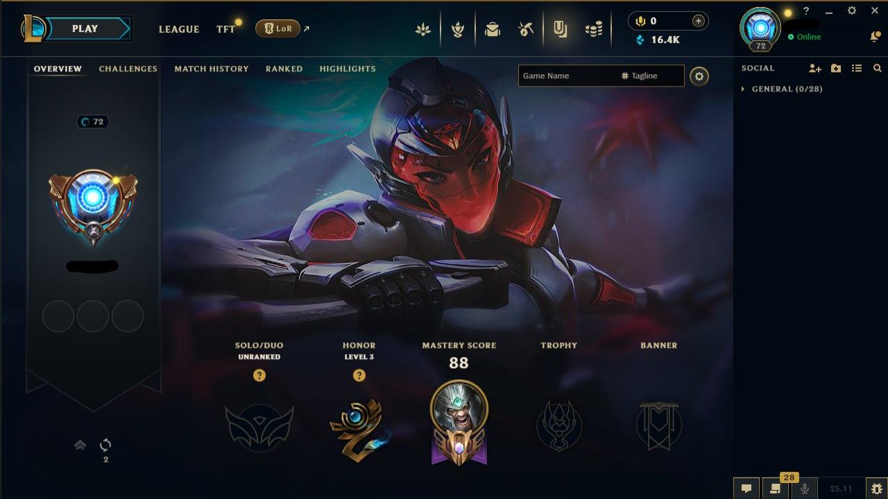 🎮 Аккаунт LoL: ур. 72, 25 чемпионов, 3 скина, Unranked ⭐️