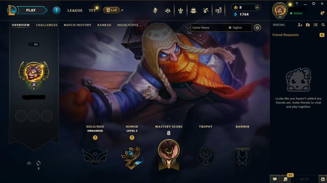 🎮 Аккаунт LoL: 30 чемпионов, 5 скинов, ранг "Unranked" 🛡