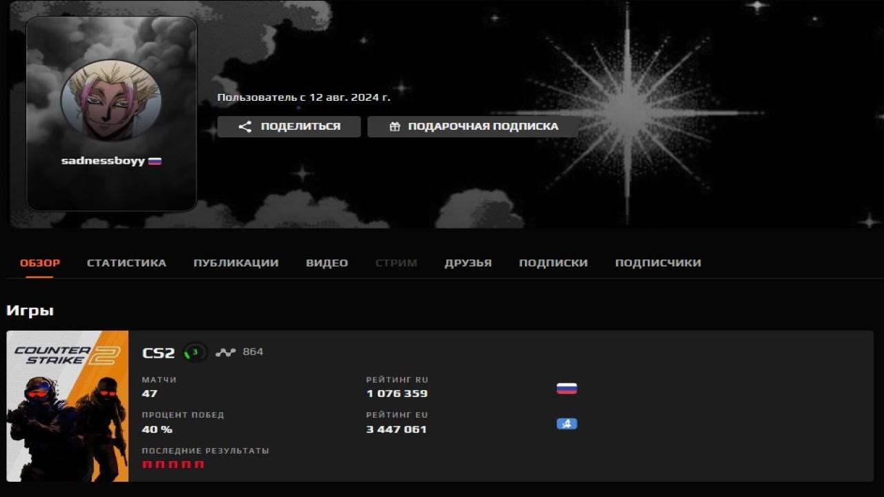 FACEIT аккаунт с ELO 864 и регистрацией