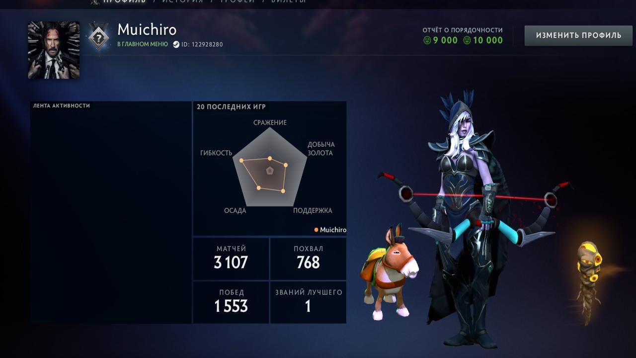 Аккаунт с рейтингом 2250 и 3672 часов в Dota 2