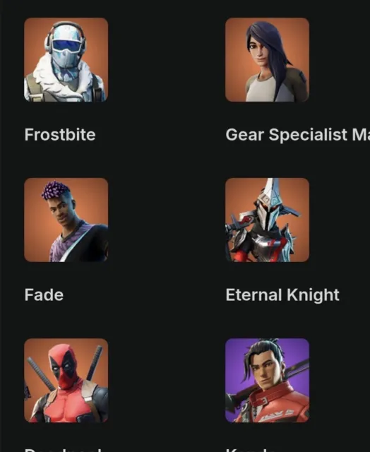 86 skins · 7 payants ≈ 9 500 V-Bucks Niveau du compte 3125, Vente, skins 86