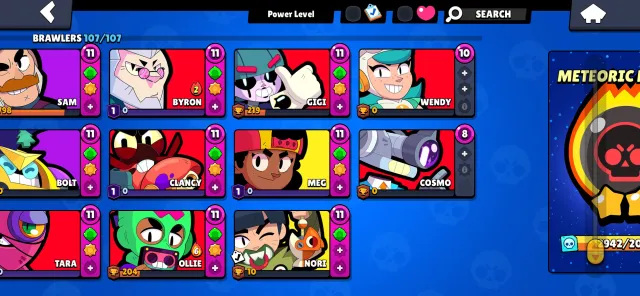 2019 account at a great price, 82000 trophies, 107 brawlers