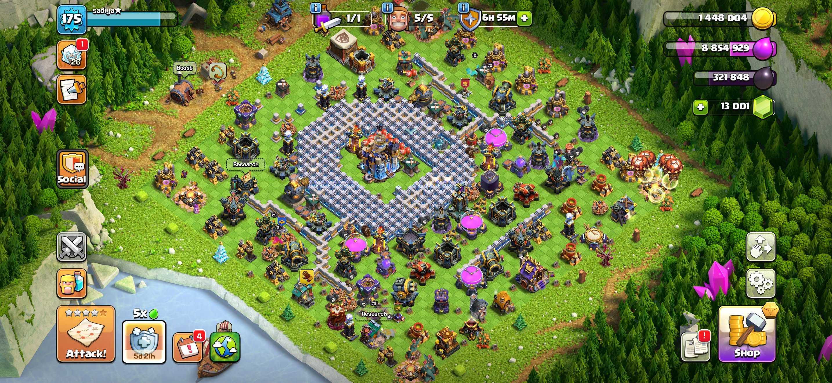 TH 18 Premium ID ▣ 13K Gems ▣ 72-70-40-43-25 ▣ 7x Epic Equipment ▣ [GG-Max] ▣ [EB-Max], 18 TH Main Village, 10 TH Builder