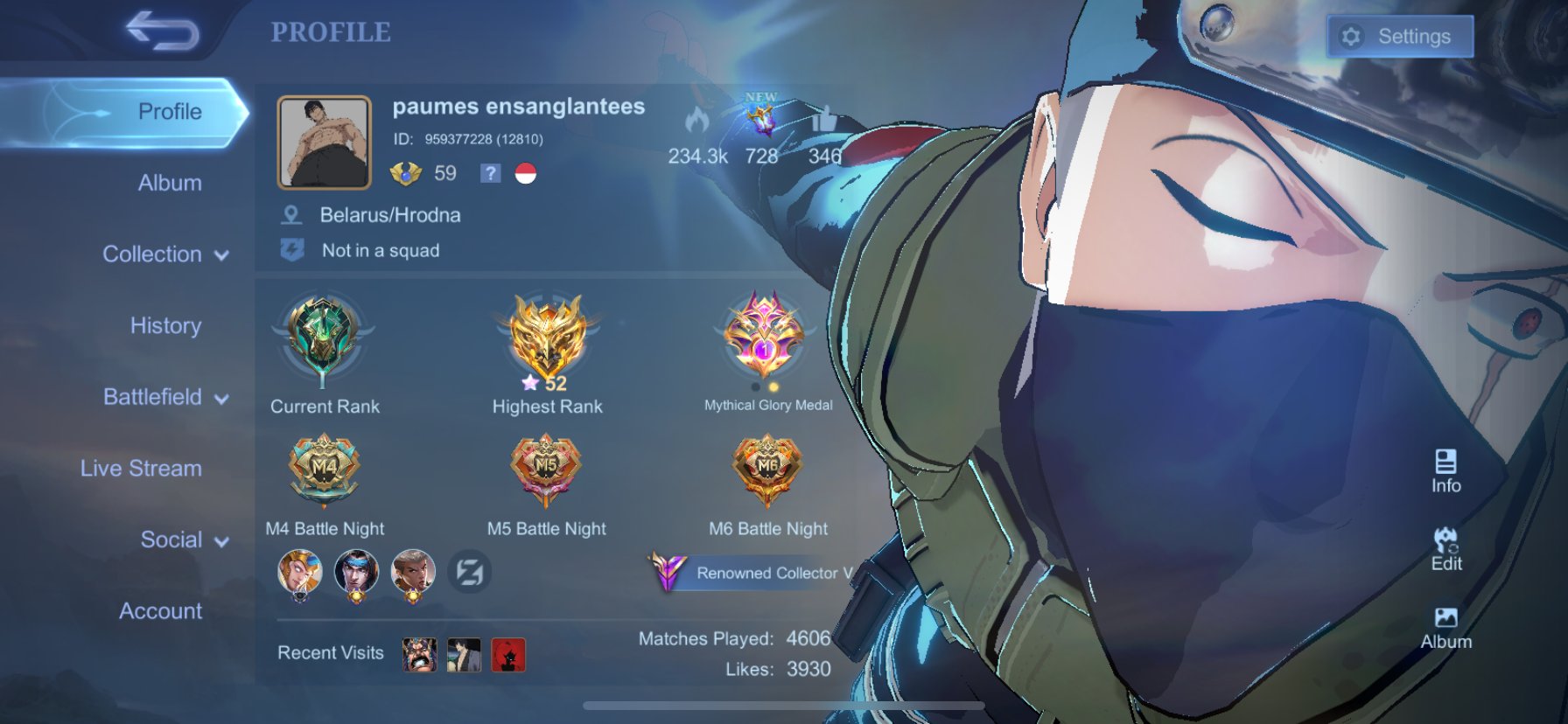 💥52 ⭐️💥NARUTO HAYA/VALE💥COLL NATALIA💥SEIYA BADANG💥TP LIGHTNING💥EPIC SKINS💥 EXCLUSIVE💥, Sale, Rank: Epic, Level: 59, Winrate: 56%, Heroes: 114, Skins: 200