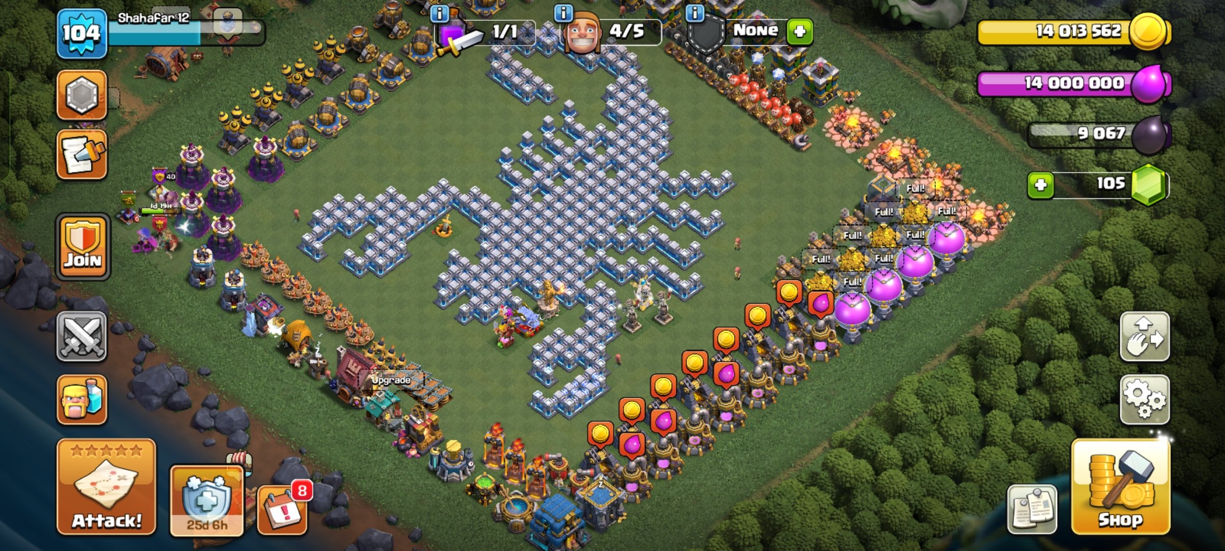 Th12 maxed nothing left🔥9 epic equipment🔥Gems 110🔥2x scenery 2x hero skin🔥name change 500, 12 TH Main Village