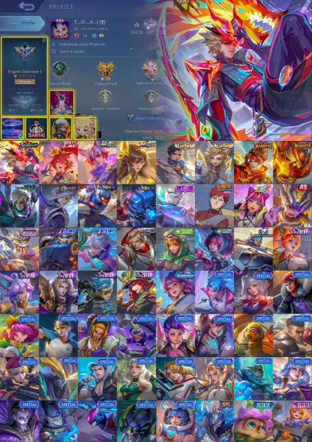 Akai po/ legend alucard/ kof and coll dyroth/ high wr, Sale, Rank: Mythic, Level: 40, Winrate: 50%, Heroes: 95, Skins: 165