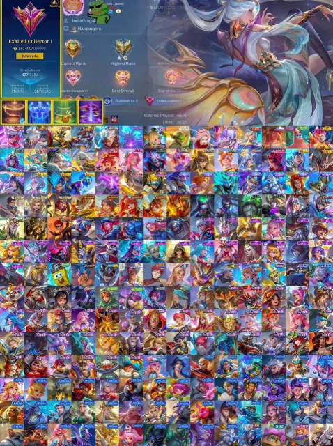 🏆 EXALTED 1 👑 Lege + Coll 🚇 Metro + Nexus 🔥 11.11 + Star Wars 🍥 Naruto🌸 Aspi + Zenith 🎉 Sponge, Продажа, Ранг: Мифический Бессмертный, Уровень: 64, Процент побед: 55%, Герои: 133, Облики: 427