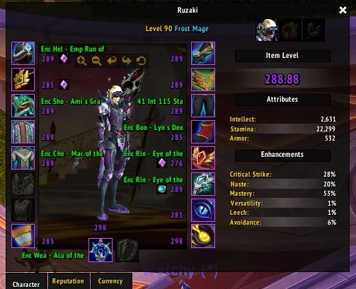 Wts account with 8 mages. Main 290 ilvl, 90 level, Dwarf, Mage