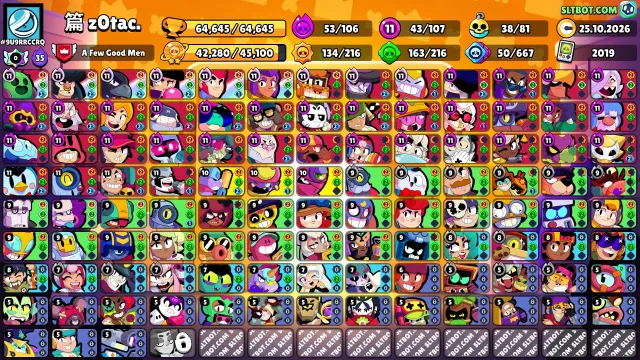 🌿ACCOUNT 2019, LEVEL 176🌿|🍇WC 15 WINS🍇 ⌚️107 CHARACTERS⌚️🍁OLD SKINS🍁+CLASH ROYALE ACCOUNT 2018, 64645 trophies, 107 brawlers, 36 primes