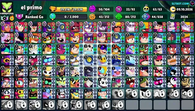 63 Buff, many skins, upgrades, profitable!, 29200 trophies, 92 brawlers, 20 primes