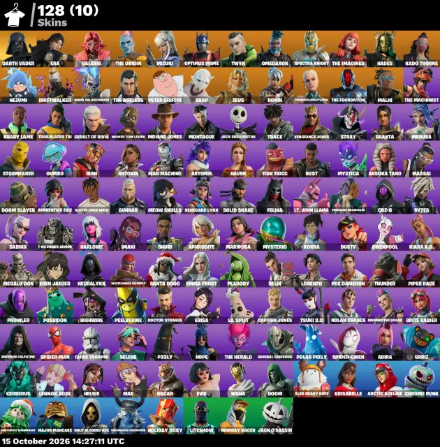 🦄 【FORTNITE】 🌸 Darth Vader, Era, Valeria, The Origin, Mizuki 🌸 128 скинов | 2737 ур. | 1150 V-Bucks, Продажа, скины 128