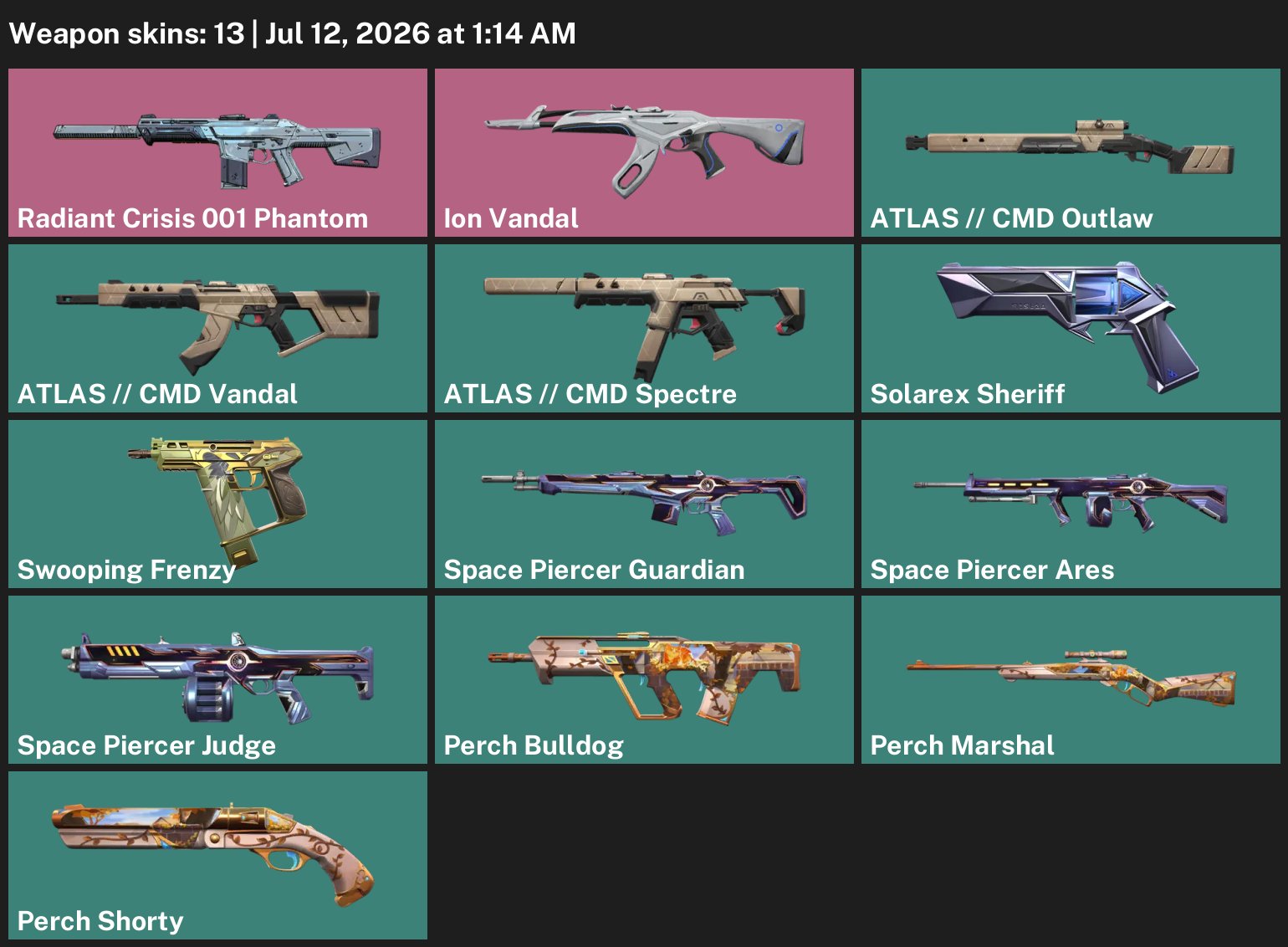 EU || 13 SKINS | Phantom "Radiant Crisis 001" || Vandal "Ion", Sale, Silver 1, Agents: 23, Skins: 13